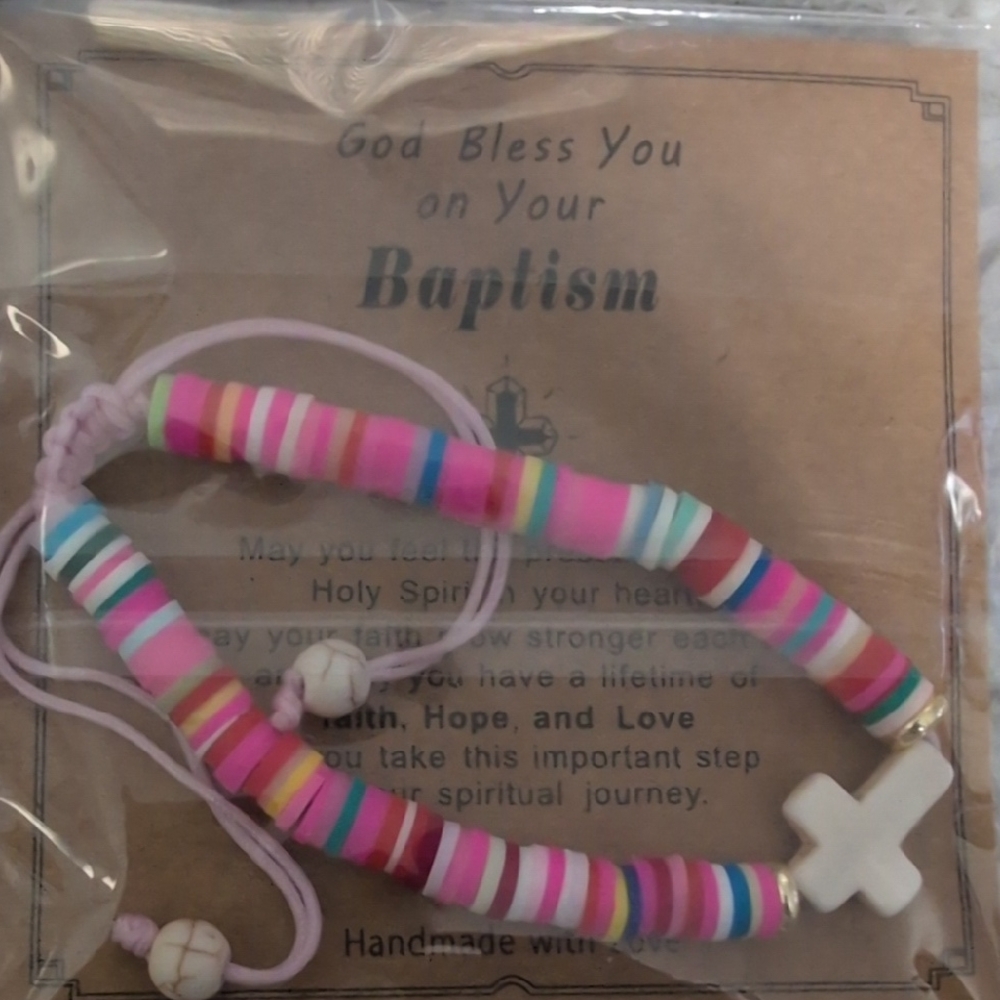 Unk Multicolor Beaded Kids Bracelet with Cross Charm